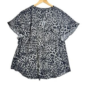 Torrid Harper‎ Womens Size 3 Leopard Animal Print Flowy Short Sleeve Blouse
